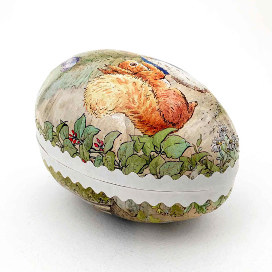 4-1/2" Peter Rabbit with Squirrel Nutkin Papier Mache Easter Egg Container ~ Germany